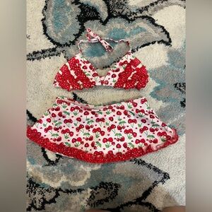 Kids Cherry Print Bikini Set Sz 12 month